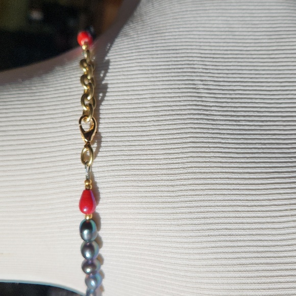 Cloisonne and pearls with a bit of AB Necklace - Picture 4 of 4